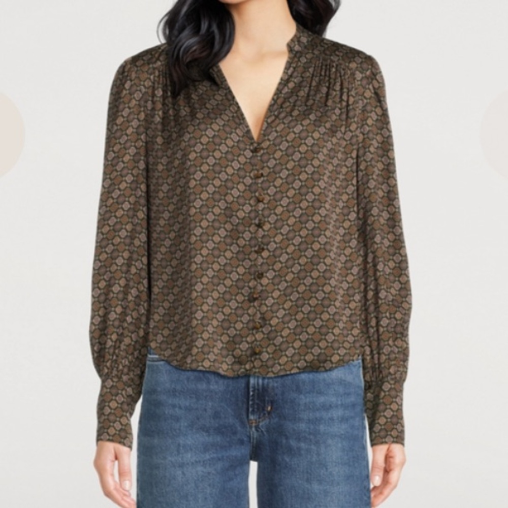Veronica Beard Esmeralda Blouse in Pine Multi